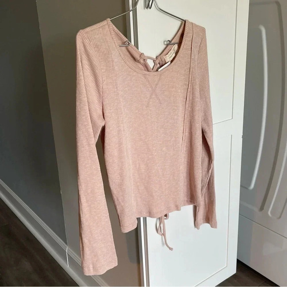 Time After Time Light Pink Tie in Back Cotton Blend Blouse Women’s Small - Picture 10 of 13